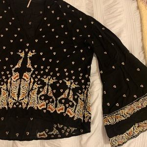 FREE PEOPLE black embroiled top XS
